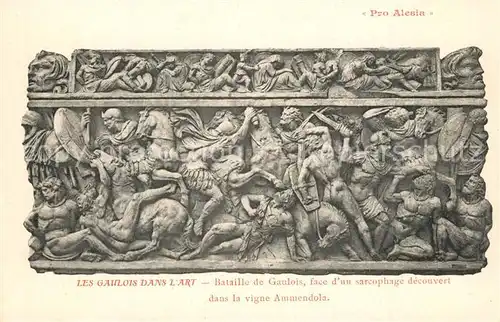 AK / Ansichtskarte Alesia(Roman War)_Alise Sainte Reine Bataille de Goulois face dun sarcophage decouvert dans la vigne Ammendola 