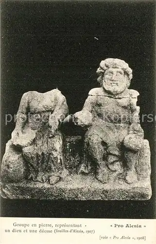 AK / Ansichtskarte Alesia(Roman War)_Alise Sainte Reine Groupe enpierre representant un dieu et une deesse 