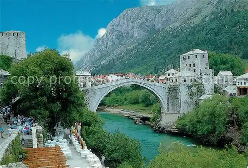 AK / Ansichtskarte Mostar_Moctap Bruecke ueber die Neretva Mostar_Moctap