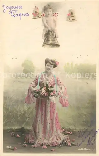 AK / Ansichtskarte Foto_AN_Paris_(Noyer)_Nr. 339 Frau Blumen Glocken Engel  Foto_AN_Paris_(Noyer)_Nr.