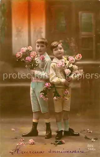 AK / Ansichtskarte Foto_DIX_Paris_Nr. 662 3 Jungen Rosen Gl?ckwunsch Foto_DIX_Paris_Nr.
