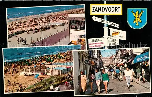 AK / Ansichtskarte Zandvoort_Holland Strand Promenade Kirchenstrasse Ladengeschaefte Zandvoort_Holland