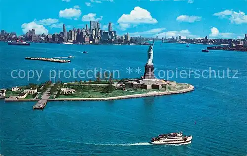 AK / Ansichtskarte New_York_City Lower New York Harbor Statue of Liberty Skyline aerial view New_York_City