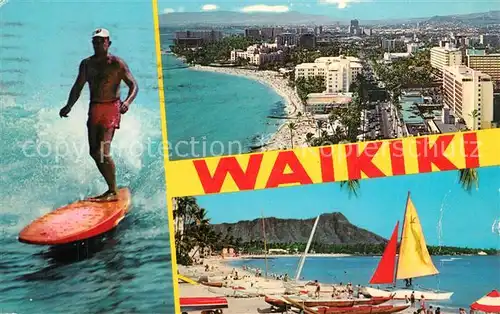 AK / Ansichtskarte Waikiki Panorama Strand Surfen Wassersport 