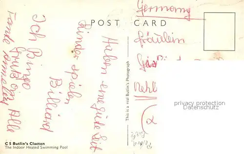 AK / Ansichtskarte Clacton on Sea Butlin s Clacton Indoor Swimming Pool Clacton on Sea