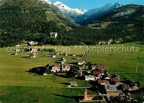 AK / Ansichtskarte Sils_Baselgia und Sils Maria Alpenpanorama Fliegeraufnahme Sils Baselgia