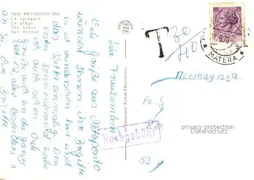 AK / Ansichtskarte Metaponto Spiaggia Strand Metaponto