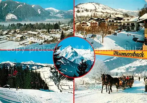 AK / Ansichtskarte Thumersbach  Panorama Winter  und Erholungsort Skilift Pferdeschlitten Kitzsteinhorn Hohe Tauern Thumersbach 