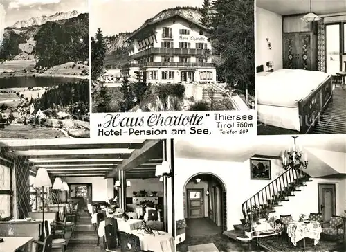 AK / Ansichtskarte Thiersee Hotel Pension Haus Charlotte Restaurant Foyer Landschaftspanorama Alpen Thiersee