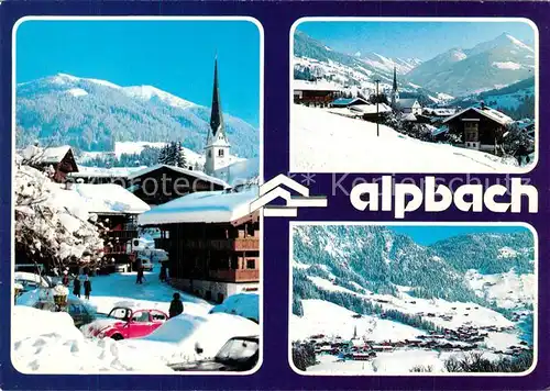 AK / Ansichtskarte Alpbach Hotel Alphof Ortsmotiv mit Kirche Winterlandschaft Alpenpanorama Alpbach