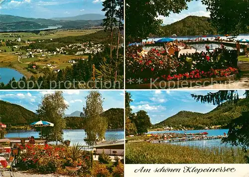 AK / Ansichtskarte Seelach_Klopeinersee Panorama Unterberg Uferpartie am See Terrassencafe Seelach_Klopeinersee