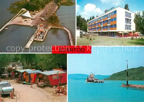 AK / Ansichtskarte Szantod Hotel Campingplatz Hafen Faehre Fliegeraufnahme Szantod