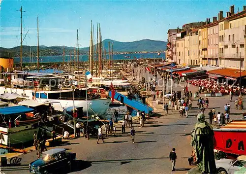 AK / Ansichtskarte Saint_Tropez_Var Les quais et la statue du Bailli de Suffren Saint_Tropez_Var