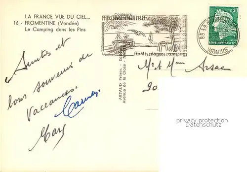 AK / Ansichtskarte Fromentine Le Camping dans les Pins Vue aerienne Fromentine
