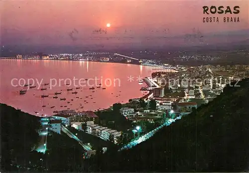 AK / Ansichtskarte Rosas_Costa_Brava_Cataluna Atardecerer Stadtpanorama bei Sonnenuntergang Rosas_Costa