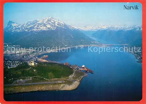 AK / Ansichtskarte Narvik Hafen Beisfjordbruecke Halbinsel Berge Fliegeraufnahme Narvik