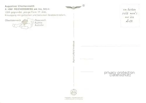 AK / Ansichtskarte Reichersberg_Inn Augustiner Chorherrenstift Fliegeraufnahme Reichersberg Inn