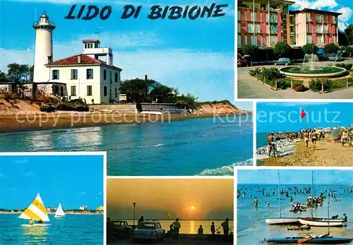 AK / Ansichtskarte Lido_di_Bibione Spiaggia Strand Leuchtturm Hotels Sonnenuntergang Lido_di_Bibione