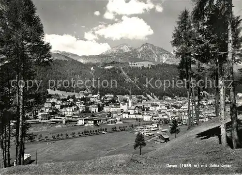 AK / Ansichtskarte Davos_GR Panorama Blick gegen Schiahoerner Buendner Alpen Davos_GR