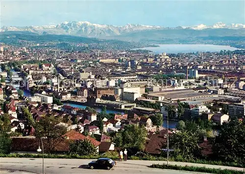 AK / Ansichtskarte Zuerich_ZH Panorama Blick von der Waid auf Stadt Limmat Zuerichsee und Glarner Alpen Zuerich_ZH