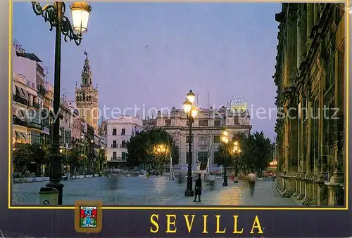 AK / Ansichtskarte Sevilla_Andalucia Plaza de San Francisco de noche Sevilla_Andalucia