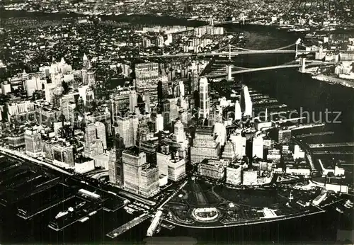AK / Ansichtskarte New_York_City Bird s eye view of the city near Hudson River estuary New_York_City