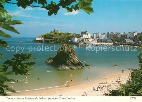 AK / Ansichtskarte Tenby North Beach and Harbour from the Croft Gardens Tenby