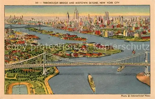 AK / Ansichtskarte New_York_City Triborough Bridge Midtown Skyline New_York_City