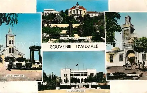 AK / Ansichtskarte Aumale Eglise Sainte Julie Square Hotel de Ville Mosquee  Aumale