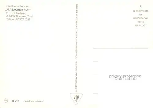 AK / Ansichtskarte Thiersee Gasthaus Pension Alpbacher Hof Thiersee