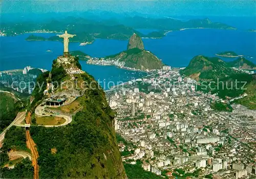 AK / Ansichtskarte Rio_de_Janeiro Fliegeraufnahme Corcovado Guanabara Bay Rio_de_Janeiro
