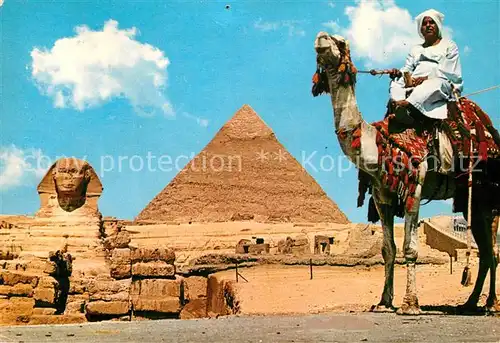 AK / Ansichtskarte Cairo_Egypt Giza Spinx Khephren Pyramide Camelreiter Cairo Egypt
