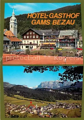 AK / Ansichtskarte Bezau_Vorarlberg Gasthof Gams Kirche Panorama Bezau Vorarlberg