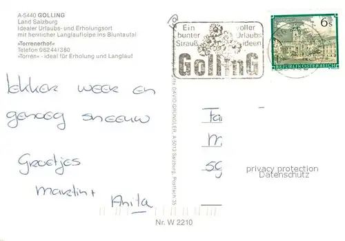 AK / Ansichtskarte Golling_Salzach Bluntautal Kirche Torrenerhof Golling Salzach