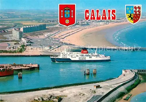 AK / Ansichtskarte Calais Plage et Port Fliegeraufnahme Calais