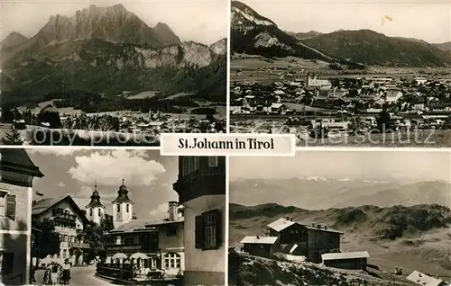 AK / Ansichtskarte St_Johann_Tirol Gesamtansicht mit Alpenpanorama Berghaeuser Ortsmotiv mit Kirche St_Johann_Tirol