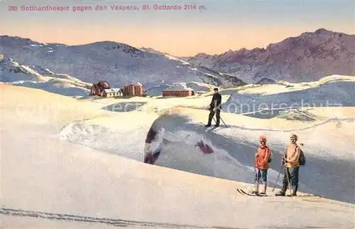 AK / Ansichtskarte St_Gotthard Gotthardhospiz gegen den Vespero St_Gotthard