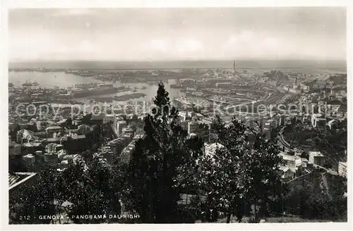 AK / Ansichtskarte Genova_Genua_Liguria Panorama Righi Hafen Genova_Genua_Liguria