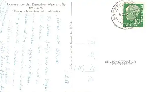 AK / Ansichtskarte Hammer_Siegsdorf mit Teissenberg mit Hochstaufen Hammer Siegsdorf