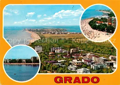 AK / Ansichtskarte Grado_Gorizia Panorama aereo Spiaggia e veduta dal mare a Pineda Grado Gorizia