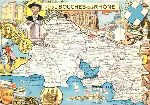 AK / Ansichtskarte Bouches du Rhone_Region Carte de la region Partie de la Provence 