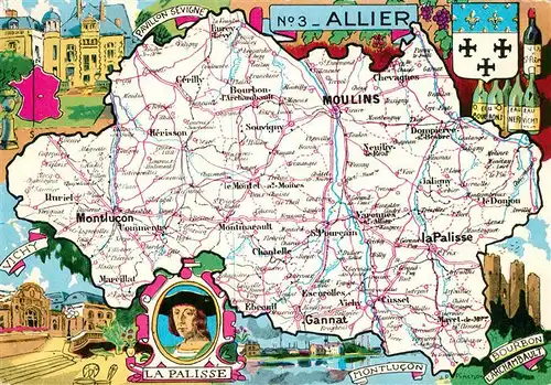 AK / Ansichtskarte Allier_Region Carte de la region 