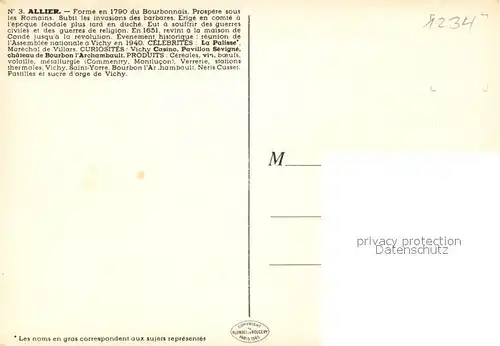 AK / Ansichtskarte Allier_Region Carte de la region 