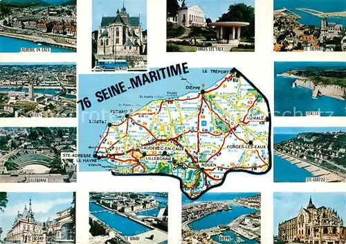 AK / Ansichtskarte Seine_Maritime_Region Carte de la region et ses villes 