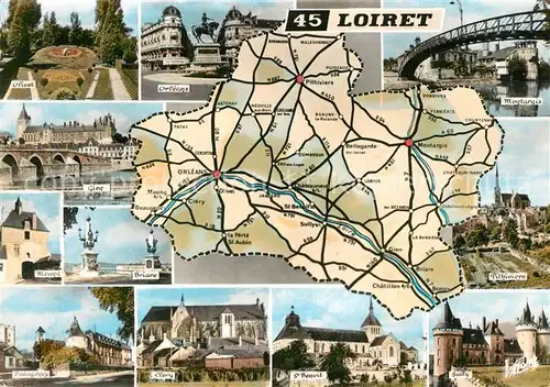 AK / Ansichtskarte Le_Loiret_Region Carte de la region et ses villes 