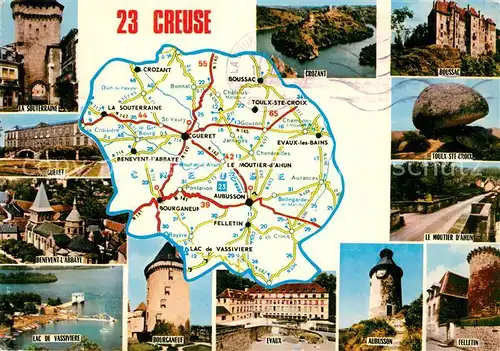 AK / Ansichtskarte Creuse_Departement Carte de la region et ses villes 