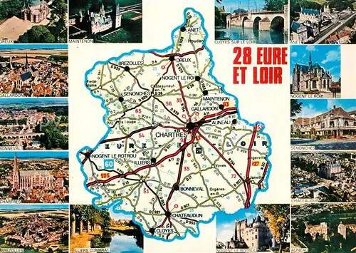 AK / Ansichtskarte Eure_et_Loir_Region Carte de la region et ses villes 