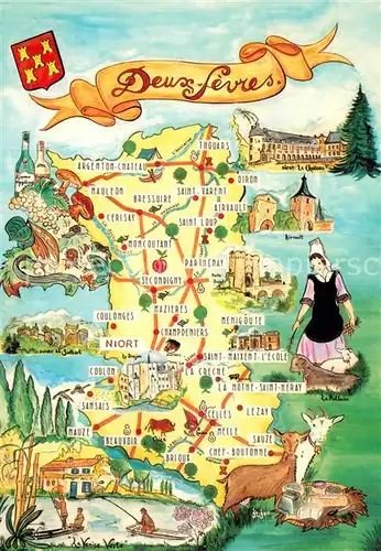 AK / Ansichtskarte Deux Sevres_Region Carte de la region et ses villes 