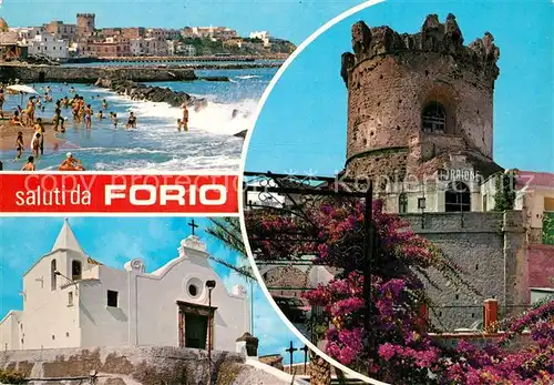 AK / Ansichtskarte Forio_d_Ischia Strand Kirche Turm Forio_d_Ischia
