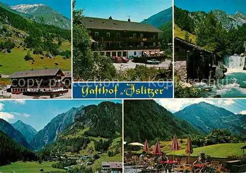 AK / Ansichtskarte Hinterbichl_Praegraten Gasthof Pension Islitzer Terrasse Landschaftspanorama Alpen Wasserfall Hinterbichl Praegraten